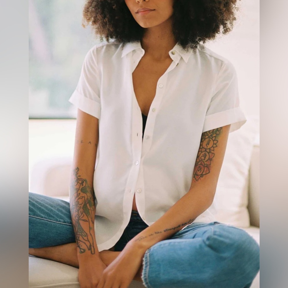 Hatch Classic Short-Sleeve Button-Up Shirt - White